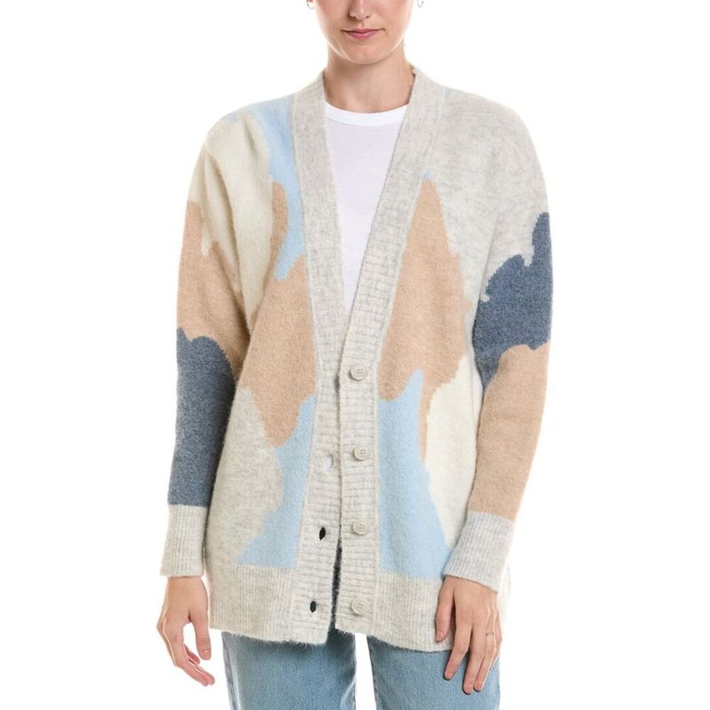 Forte Cashmere Womens  Lofty Intarsia Alpaca-Blend Cardigan, White